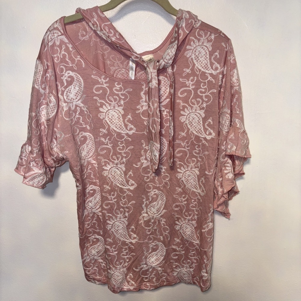 Women's XL Forgotten‎ Grace Pink Embroidered Peasant Blouse